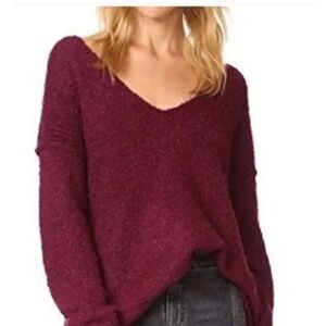 EUC FREE PEOPLE Lofty V-Neck Sweater Wine Size S $128
